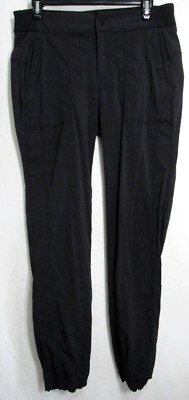Athleta Black Elastic Cuff Elastic Back Waist Zip Closure Jogger Pants 6 EUC