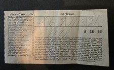 1926 Baseball prize ticket - Both National and American Assn. teams listed