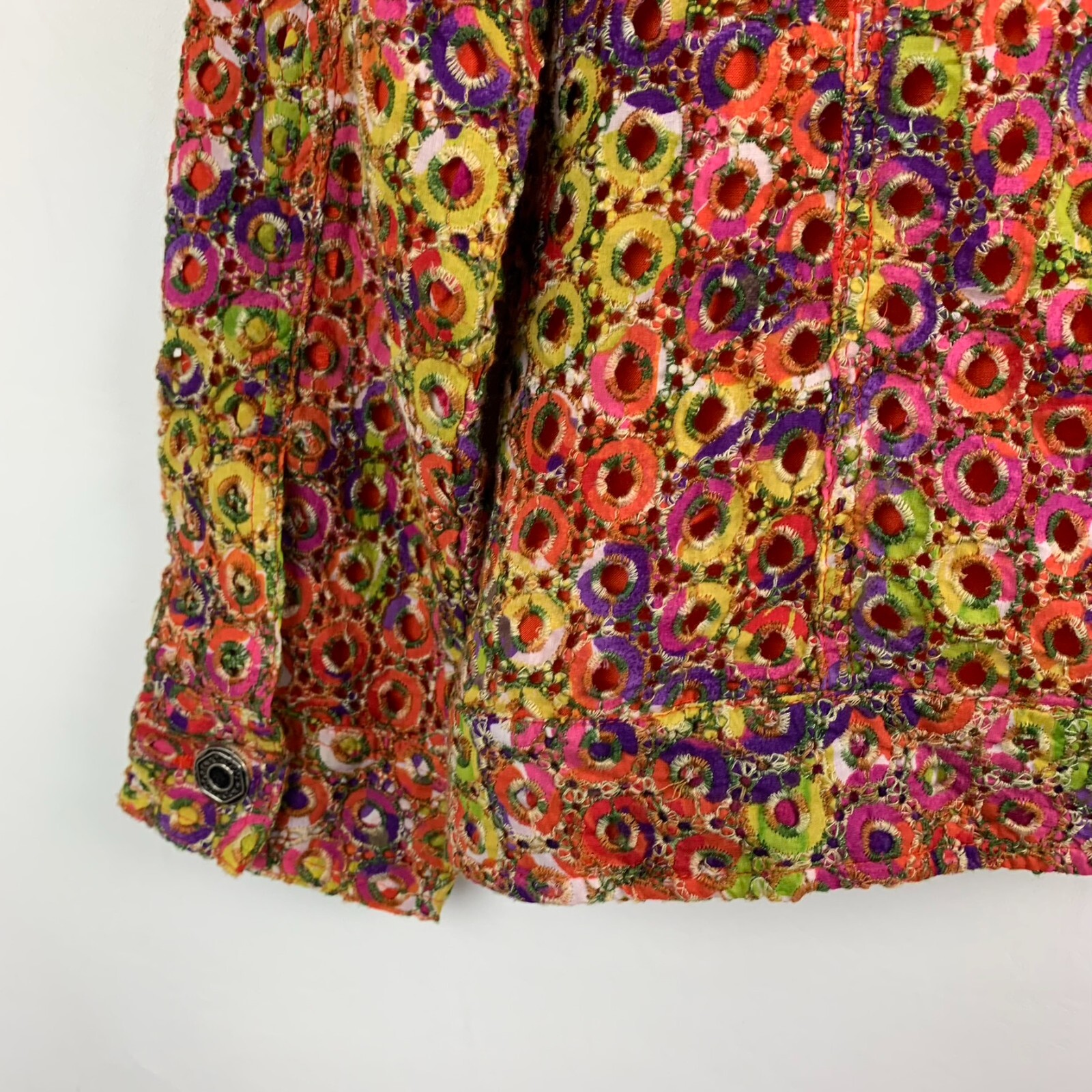 Chico's Jacket Orange Multi Collared Buttons Long… - image 8