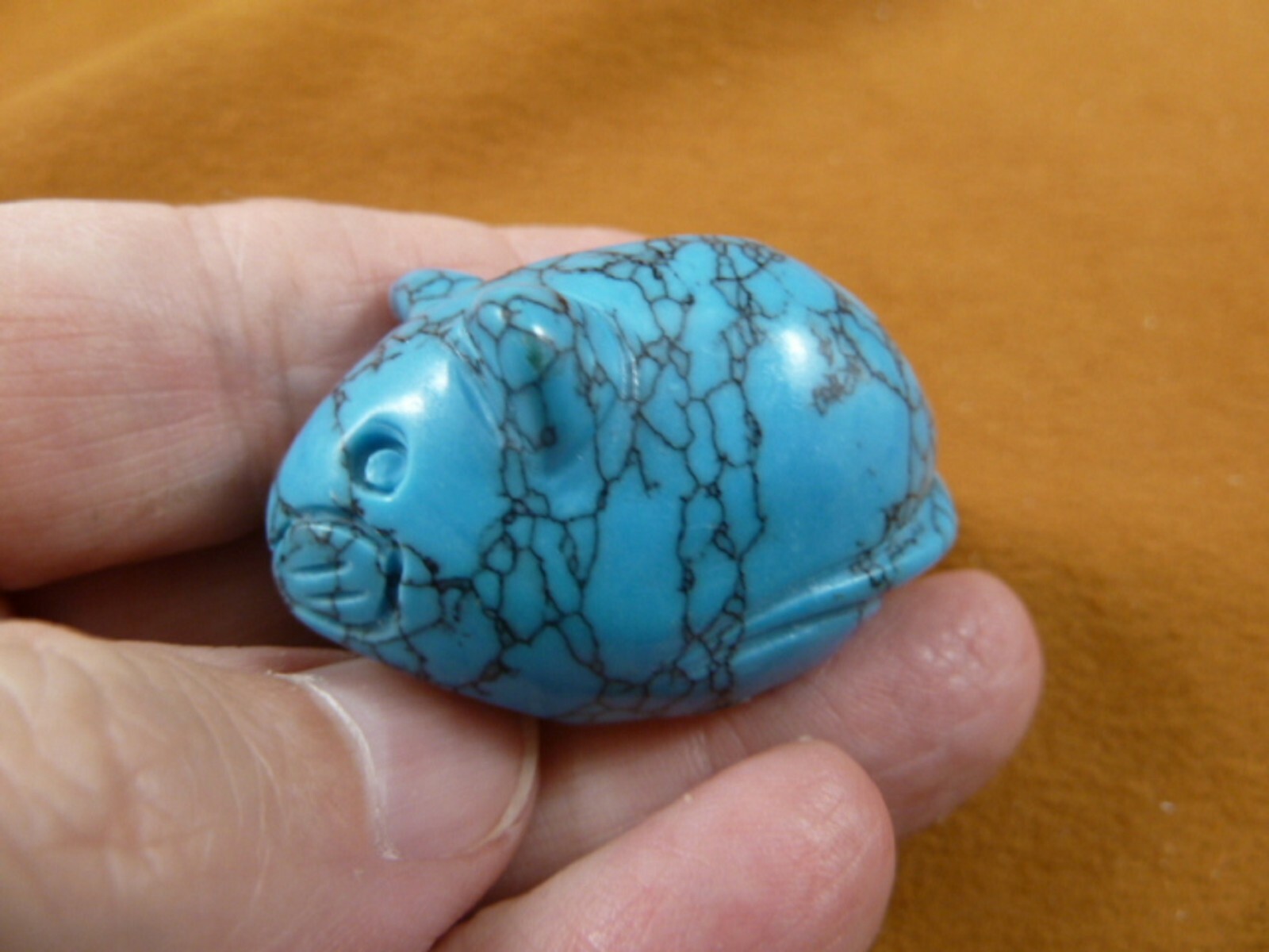 (Y-MOU-576) blue Howlite Roly Poly Mouse Mice gemstone carving FAT ...