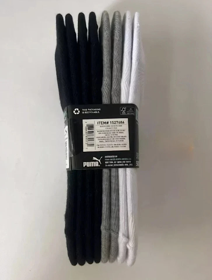 Calcetines deportivos PUMA No Show para mujer negros/blancos/grises, talla de zapato 5-9,5, 8 pares Foto 3 de 4