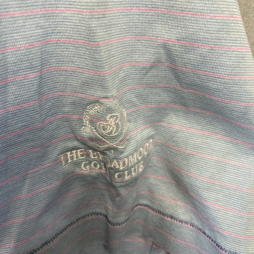 Peter Millar Polo Golf Shirt Mens L Multicolor Stripe Broadmoor Logo 100% Cotton - Picture 4 of 12