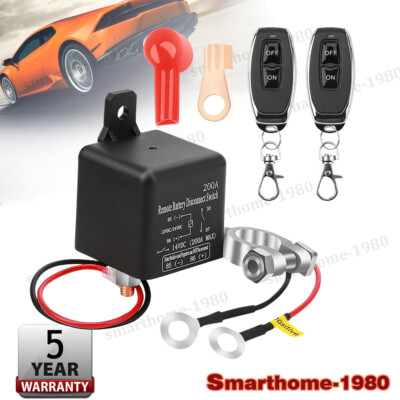 Wireless Dual Remote Car Battery Disconnect Switch - 12V Kill Switch, 200A Rated