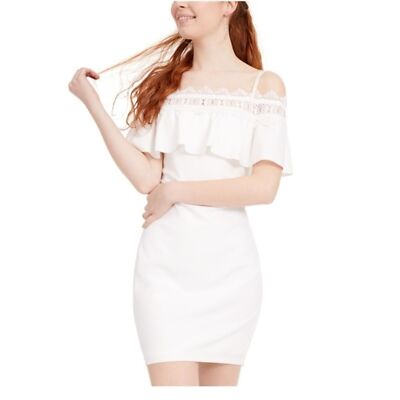 BCX Off White Cold Shoulder Mini Dress Junior Size 13