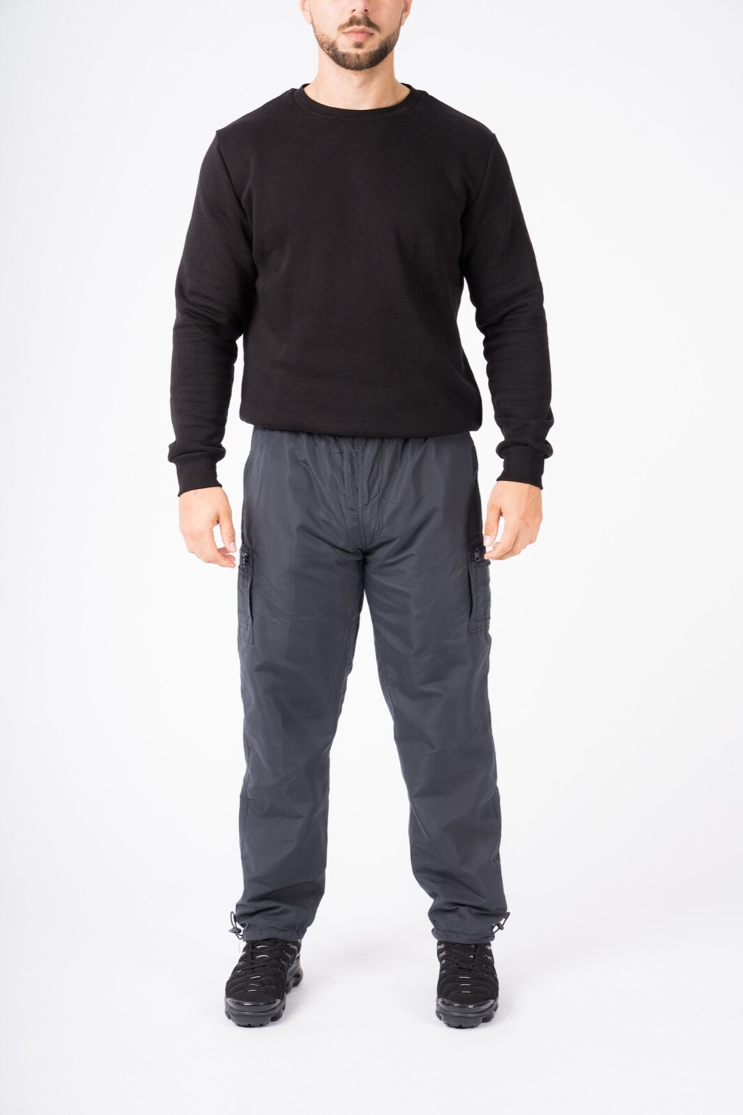 Mens Fleece Lined Thermal Cargo Trousers Pants Elasticated Combat