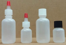 1 oz (30 ml) or 1/3 oz (10 ml) LDPE Plastic Bottles w/Caps (12-25-50-100 count)