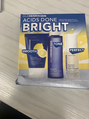 Ole Henriksen Acids Done Bright Mini Set (Scrub, toner, Pm Acid) *New-Box Damage