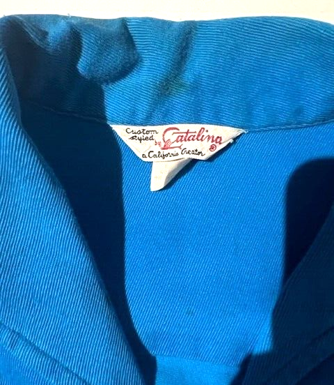 Vintage 50's 60's CATALINA Mens Blue Cotton Retro Zip