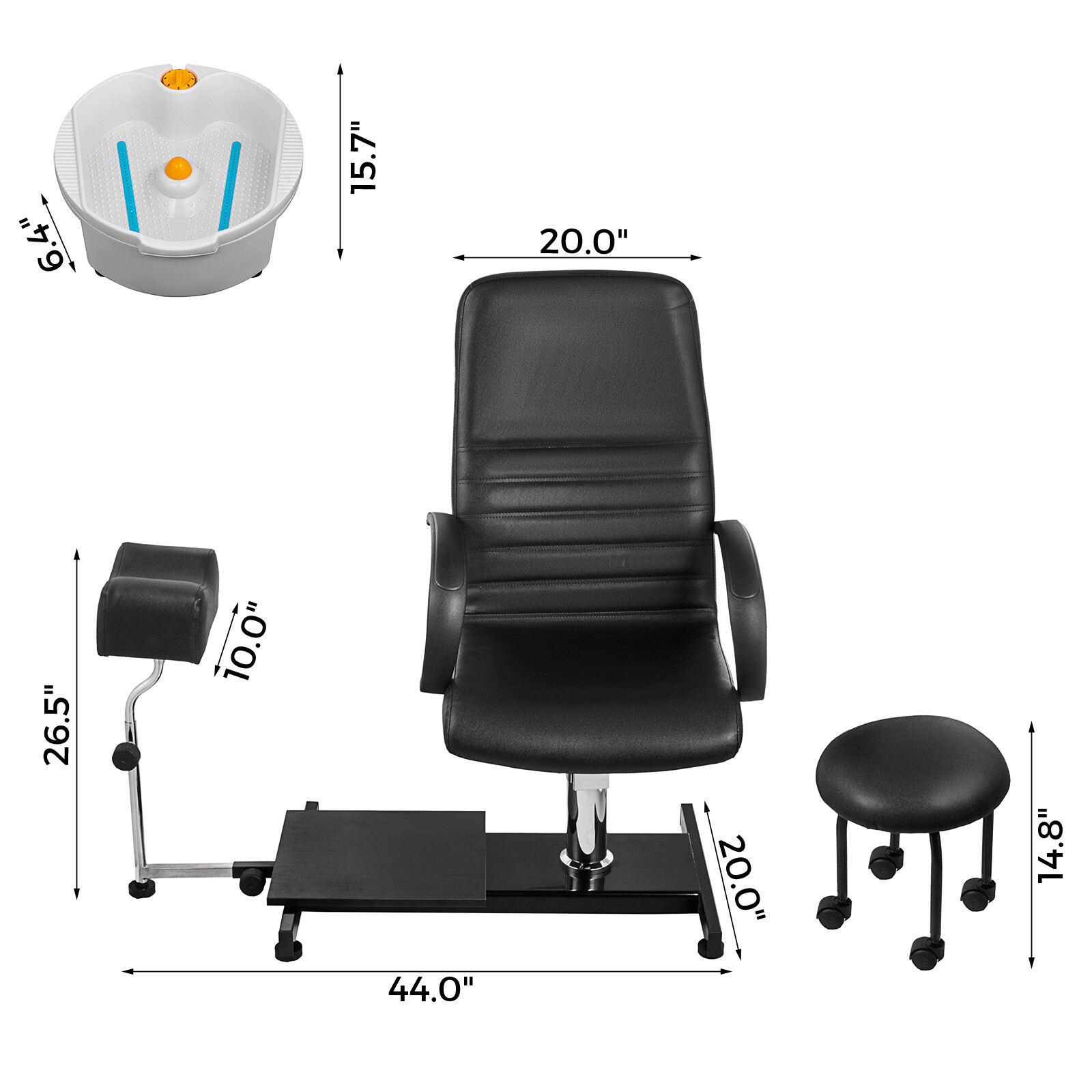 VEVOR Pedicure Chair Unit Station Hydraulic Massage w/ Nail Tech Stool Foot Bath eBay