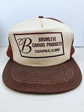 Vintage Brumleve Canvas Products Illinois USA Trucker Hat Snapback Cap
