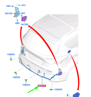 FORD KUGA MK2 C520 Rear Parking Aid Wiring FV4T-15K868-MHB 1871219  
