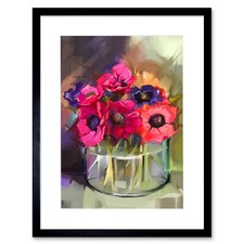 Flowers Bouquet Anemones  Art Print Framed Poster Wall Decor