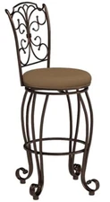 Linon Gathered Back Swivel Bar Stool 30", Bronze/Light Carmel