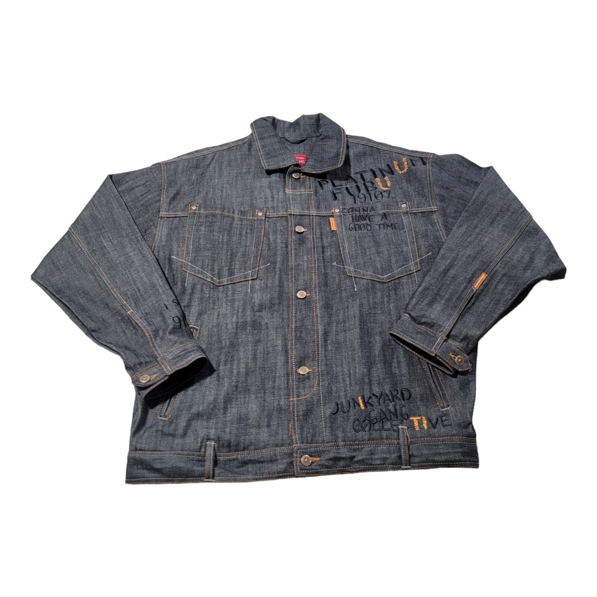 FUBU Platinum Denim Jean Jacket Mens Size XL Gray Fab Albert