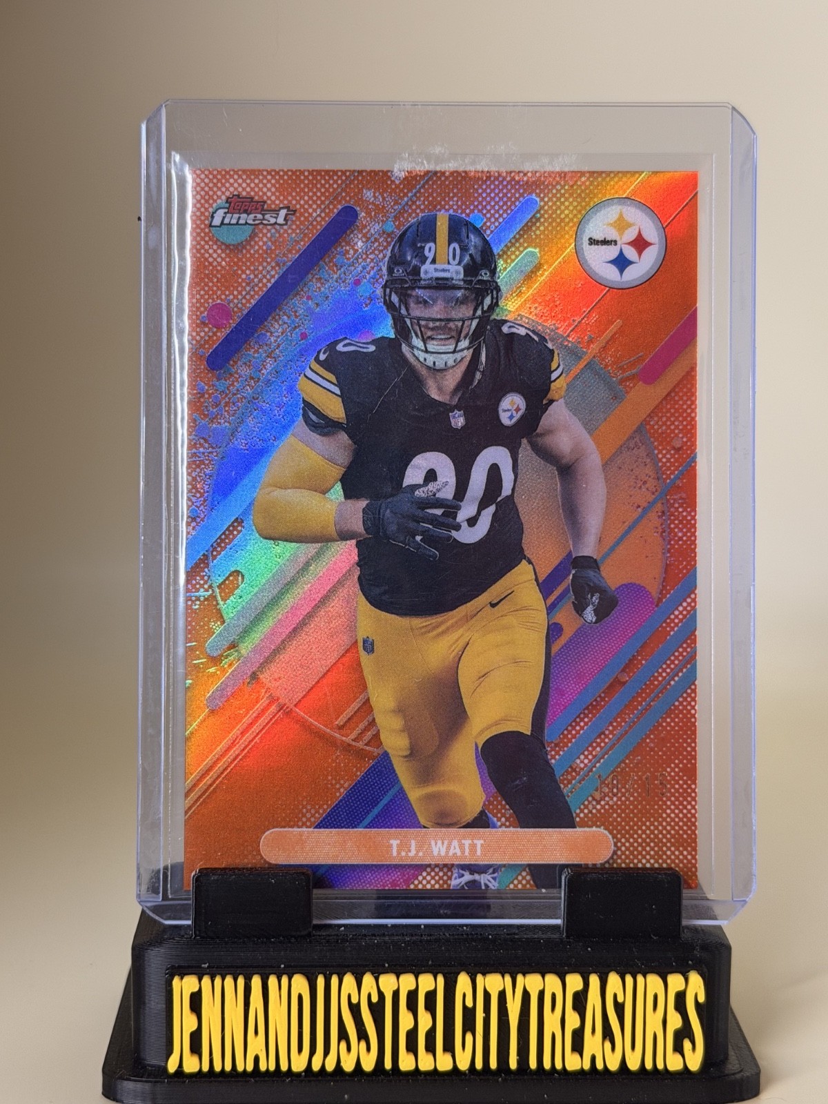 T.J. Watt 2025 Topps Finest Orange /15 Steelers #283 Rare 10/15