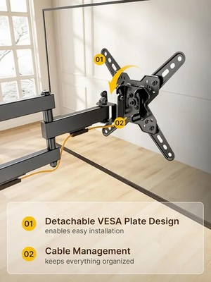 monTEK Full Motion TV Wall Mount Bracket for Most 13-43 Inch LED LCD Flat Screen