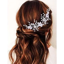 Flower Bride Wedding Hair Vine Silver Bridal Accessories Rhinestone Headpiece