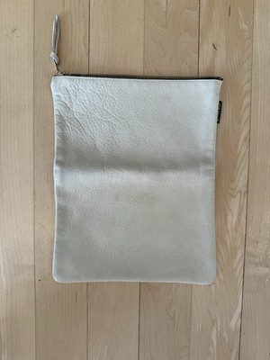 Zina Kao Fold Over Cream Leather Clutch