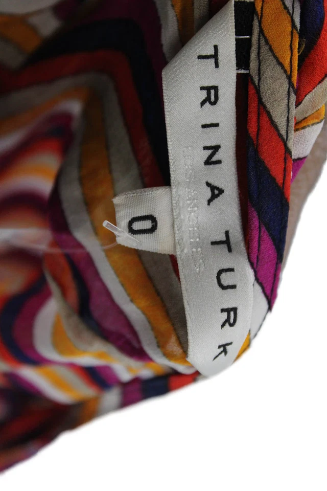 Vestido Trina Turk para mujer manga corta a rayas cuello en V cintura atado bloques de colores talla Foto 4 de 4