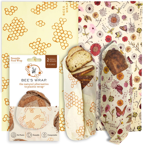 Beeswax Wraps for Food - Pack of 2 Bread Wraps - Meadow Magic & Honeycomb - Plas - Picture 12 of 12