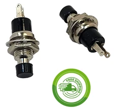 2x OFF - (ON) Momentary ON SPST-NO, 1A 125V - Black Push Button Switch R18-29A-3
