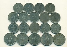 19 DIFFERENT 1 DOLLAR COINS from HONG KONG (1960-2015 w/ 4 DIFFERENT TYPES)