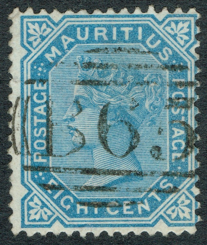 [mag714] Mauritius 1881 QV 8c Scott 73 with B65 Rodrigues Island Cancel