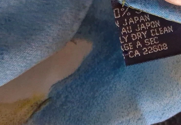 Bufanda de seda floral vintage Lauren Ralph Lauren tropical blanca hibisco azul dorado Foto 4 de 4