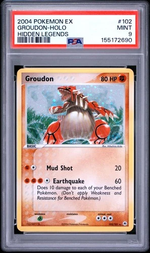 2004 POKEMON EX HIDDEN LEGENDS #102 GROUDON-HOLO PSA 9