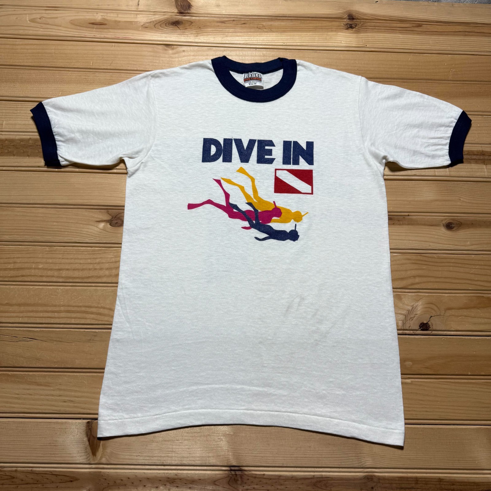 Vintage 70s 80s Dive In Scuba Snorkeling Bahamarama Cruises Ringer Shirt - Small