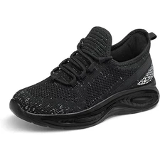 New Runside Girls 13 Black Glitter Lightweight Lace Up Non Skid Athletic Shoes