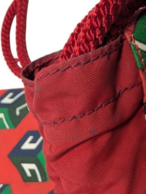 Gucci Drawstring Cube Backpack 2WAY Red Green Lea… - image 10