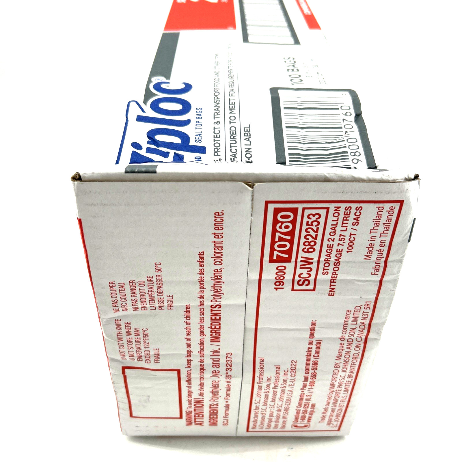 SC Johnson Professional Ziploc Storage Bags 2 Gallon 100 Count