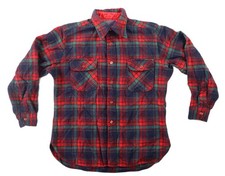 VTG 80s 90s PENDLETON USA Men  s Medium Red Plaid Button Down Wool Field Shirt
