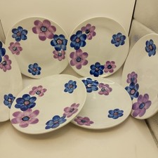 RICHARD GINORI MONDOVÌ PAOLA PERVINCA FIORI VIOLA ROSA 6 PIATTI DESSERT PANE