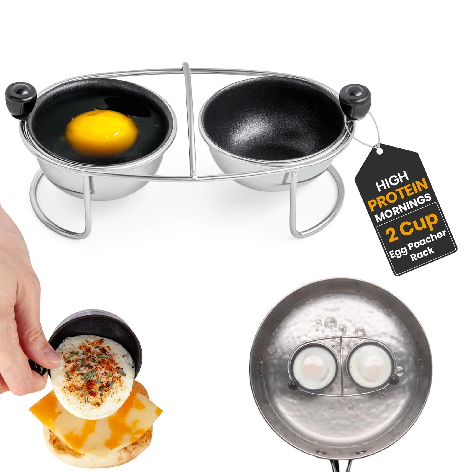 Eggssentials Egg 6 Inches (Diameter), 2 (Height), 2 Cup Poacher