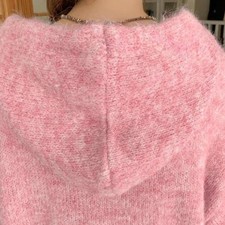 Loose for Fit Solid Color Hooded Cardigan Coat for Women Knit Autumn Winter Wear