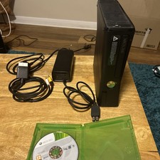 Microsoft Xbox 360 S/Slim Console Black , Power & AV Cable with game