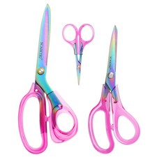 Acrylic Scissors Set, Office Scissors for Desk Heavy Duty, Pink Clear Comfort-Gr