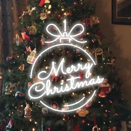 Letrero de neón Feliz Navidad LED para pared decoración interior fiesta hogar bar Foto 3 de 4