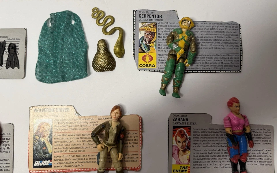 G.I. vintage años 80 GI Joe Lote ARAH Cobra 3.75 Figuras con Archivo Lote de (15) Tarjetas Foto 4 de 4