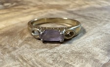 Gold Tone Over 925 Sterling Silver Purple Amethest Ring Size 7.75