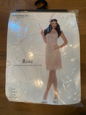 NEW XL Underwraps Rose Fully Beaded Flapper Dress Adult Halloween Costume 1920's
