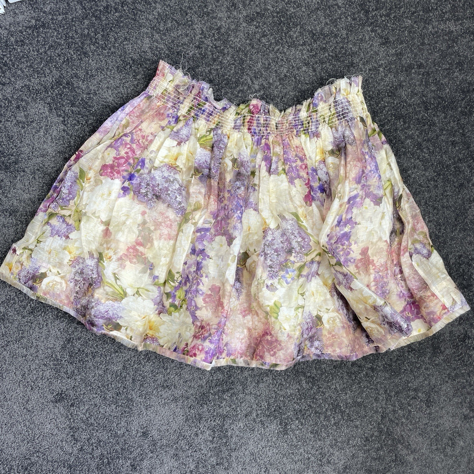 Zimmermann Sensory Flip Mini Skirt Size 4 16 au 10 us BNWT Floral Silk Ruffle