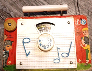 Vtg FISHER PRICE Kids Toy Radio Baa Baa Black Sheep Song 60s Wind Up Music Works