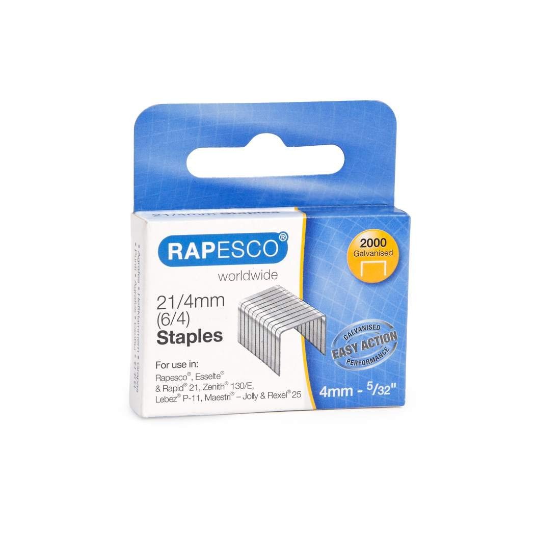 Rapesco 1367 21/4 mm (Type 6/4 mm) Galvanised Staples, Box of 2000 1 21/4mm