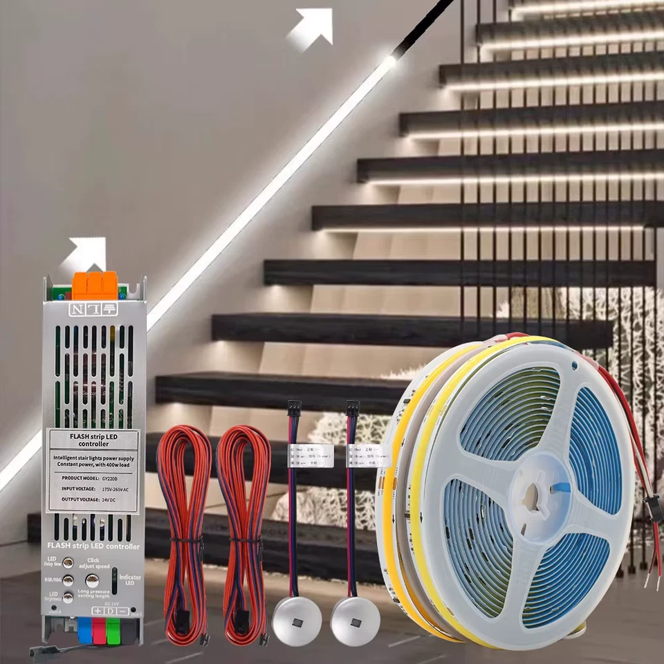 Motion Sensor COB Running Water Flowing LED Strip Light 5M 10M 15M Kit PIR - Image 2 of 4