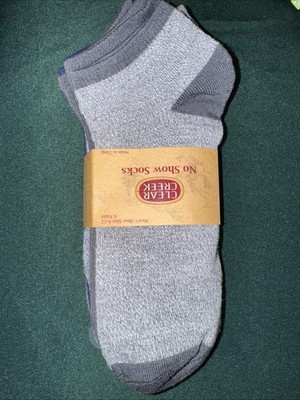 Clear Creek 6 Pairs No Show Socks Gray/Blue Men's Shoe Size 6-12