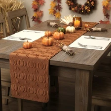 2 Pcs Caramel Thanksgiving Fall Table Runner 13x72 Inch Thanksgiving Table De...