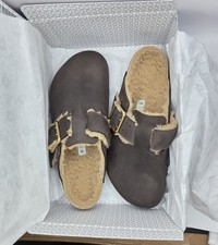 Birkenstock Boston Bold Shearling Espresso Color Natural Leather Regular Wide